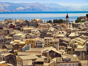 Panorama of the capital of Corfu, Greece